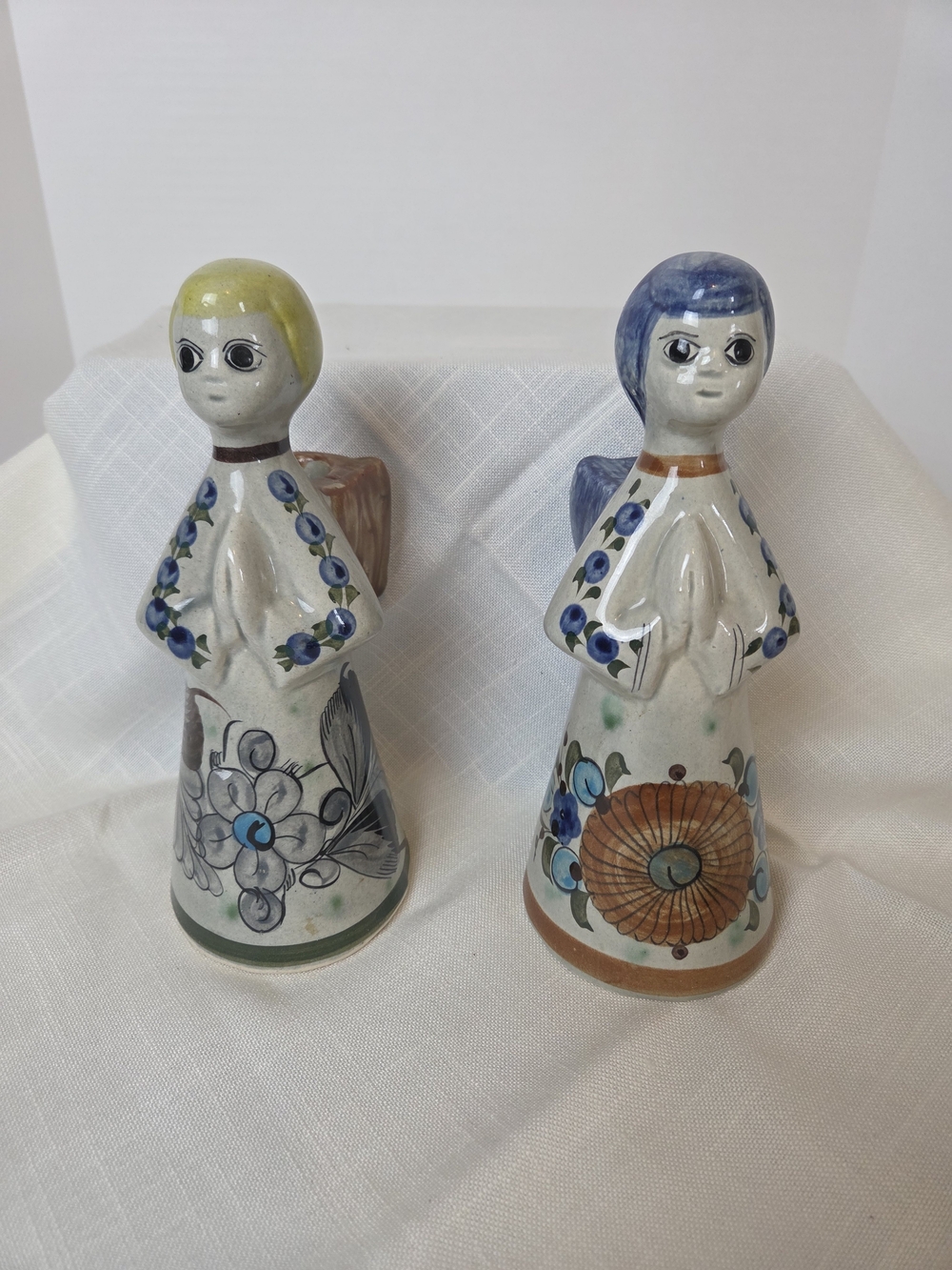 Vintage Set Praying Angels Candle Holder Figurine Pair